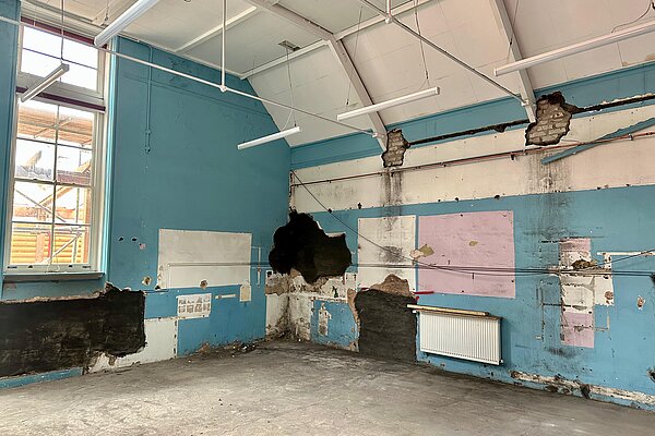 Interior shot of the ongoing work of the school.