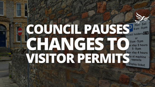 Graphic saying "Council pauses changes to visitor permits"