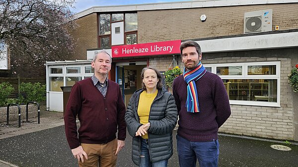 Stephen Williams, Caroline Gooch and Nick Coombes at Henleaze Library